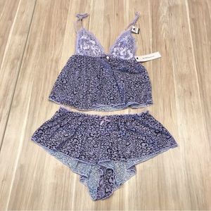 NWT BCBGeneration Two Piece Feeling Flawless Lingerie Set Purple and Bla…